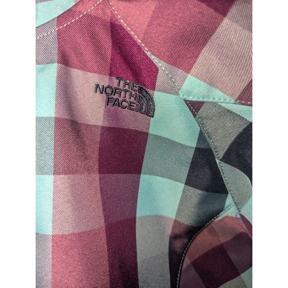 The North Face Coat Women’s XS Extra Small Hooded Jacket Green Purple Plaid - Picture 10 of 14